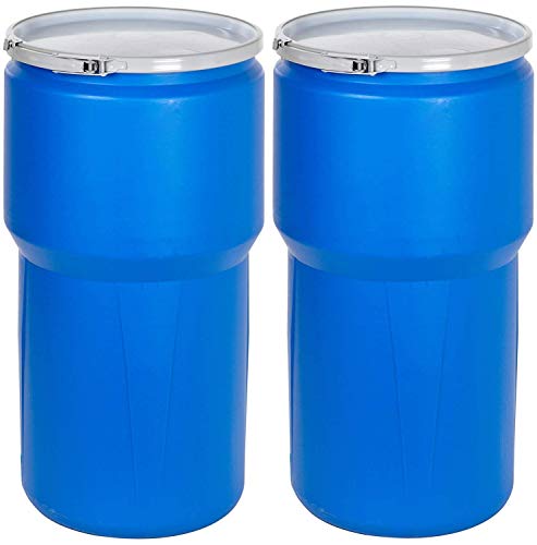 Eagle 1610MB Blue High Density Polyethylene Lab Pack Drum with Metal Lever-Lock Lid, 14 Gallon Capacity, 26.5' Height, 15' Diameter (Pack of 2)