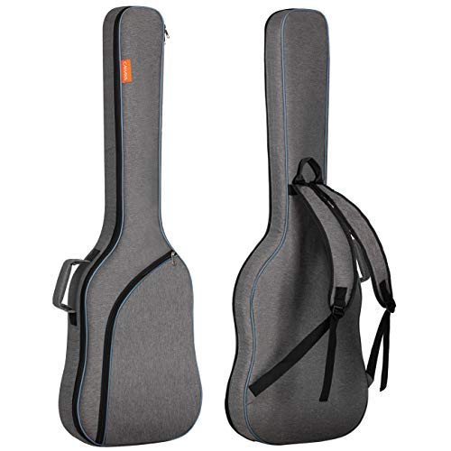 CAHAYA Electric Bass Guitar Bag Gig Bag Backpack Padded Soft Case 0.3inch Padding, Grey