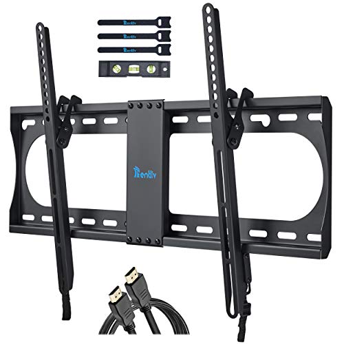 RENTLIV Tilting TV Wall Mount Bracket for Most 37-70 Inches TV, TV Mount with MAX VESA 600x400mm, Loading Capacity up to 132 LBS, fits for 16' 18' 24' Wood Studs, Low Profile and Space Saving