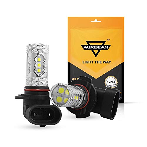 Auxbeam Extremely Bright Max 50W High Power H10 9145 LED Fog Light Bulbs for Signal, Turn, Parking, Tail, DRL and Fog lights, Xenon White (Set of 2)