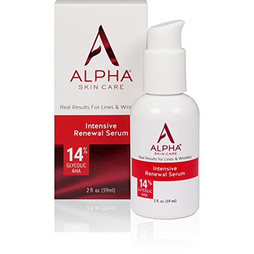Alpha Skin Care Intensive Renewal Serum | Anti-Aging Formula | 14% Glycolic Alpha Hydroxy Acid (AHA) | Reduces the Appearance of Lines & Wrinkles | For All Skin Types | 2 Oz
