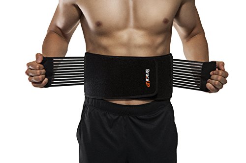 BraceUP Stabilizing Lumbar Lower Back Brace Support Belt Dual Adjustable Straps Breathable Mesh Panels (L/XL)