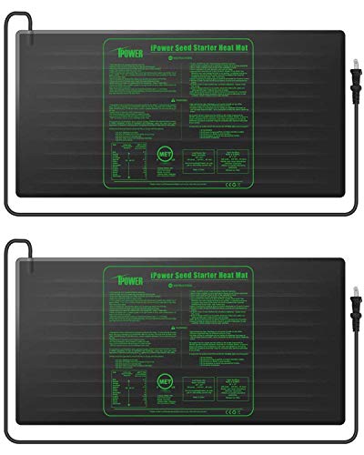 iPower GLHTMTLX2 2-Pack Durable Waterproof Seedling Heat Mat 48' x 20' Warm Hydroponic Plant Germination Starting Pad, Black