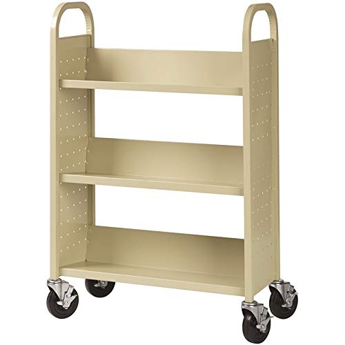 Hirsh Industries Single Sided Book Cart - Putty 21788