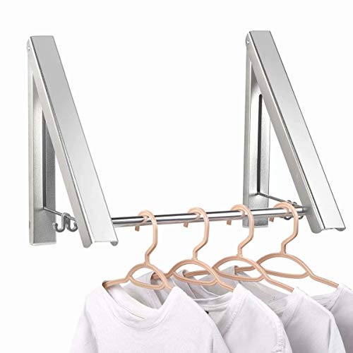 IN VACUUM Clothes Drying Rack Folding Indoor, Folding Drying Racks for Laundry Room Closet Storage Organization, Aluminum, Easy Installation (2 Racks with Rod, Sliver)