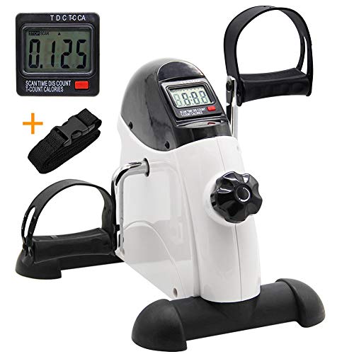 Hausse Portable Exercise Pedal Bike for Legs and Arms, Mini Exercise Peddler with LCD Display, White