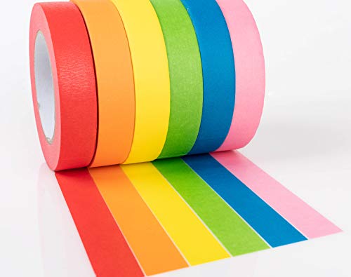 Color Masking Tape by Bandle B. - 6 Jumbo 180 Foot Rolls. That's Over 1,000 feet! Vibrant Painter Tape for Kids Fun, Crafting, Labeling, Color-Coding, Art Teacher Supplies, Moving and More.