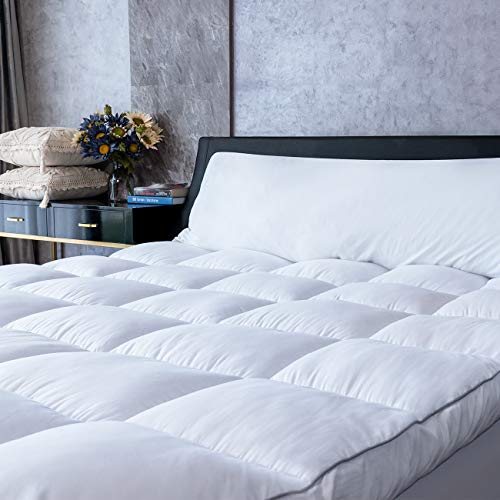 Mattress Topper King Size Cooling Plush Pillow Top Mattress Pad/Bed Topper, Extra Thick Hotel Quality Down Alternative Pillow Topper