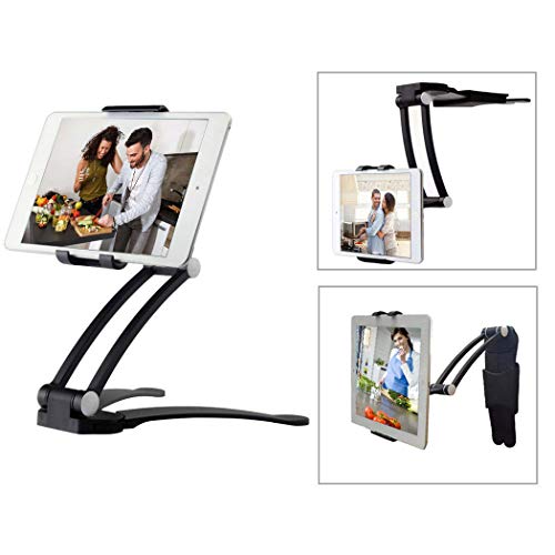 Moutik Kitchen Tablet Adjustable Holder:Bracket fits 4 to 10.5 ' Kitchen Cabinet Desktop Cell Phone Tablet arm Mount Stand Black