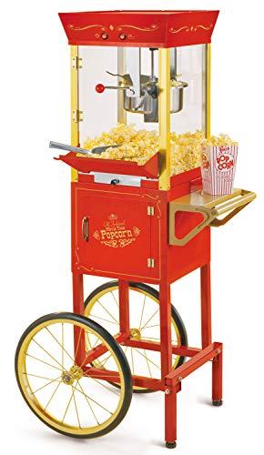 Nostalgia Concession CCP510 Vintage Professional Popcorn Cart-New 8-Ounce Kettle-53 Inches Tall-Red