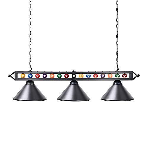 Wellmet Billiard Light for Pool Table,59” Pool Table Lighting for 7' 8' 9' Table, Hanging Over Pool Table Light with Matte Metal Shades and Billiard Ball Decor,Perfect for Game Room,Kitchen Island