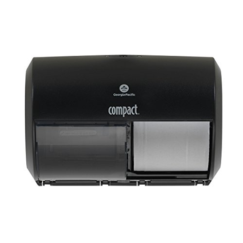 Compact 2-Roll Side-by-Side Coreless High-Capacity Toilet Paper Dispenser by GP PRO (Georgia-Pacific), Black, 56784A, 1 Dispenser