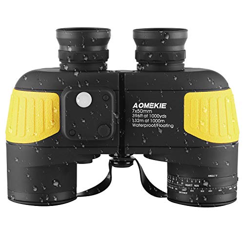 AOMEKIE Marine Binoculars for Adults 7x50 with Low Light Night Vision Compass rangefinder Binoculars Waterproof Fog Proof BAK4 Prism for Navigation Boating Birdwatching Hunting