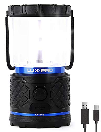 LUXPRO LP1512 Rechargeable Camping Lantern, 1000LM, 150H Runtime, Dual Battery, Perfect for Camping, USB Cable Inc.