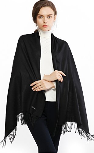 Cashmere Winter Warm Scarf Pashmina Shawl Wrap for Women and Men Black Long Large Soft Scarves