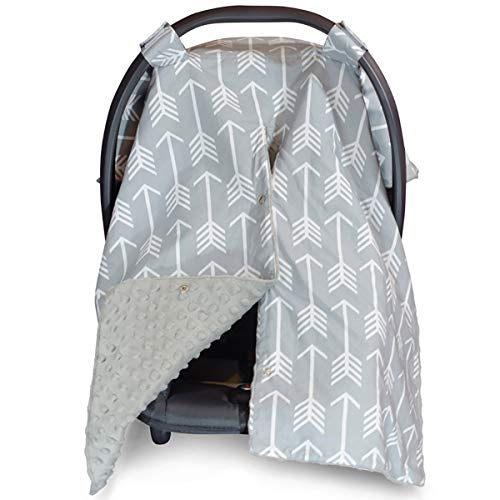Car Seat Canopy and Nursing Cover Up with Peekaboo Opening - Arrow Grey