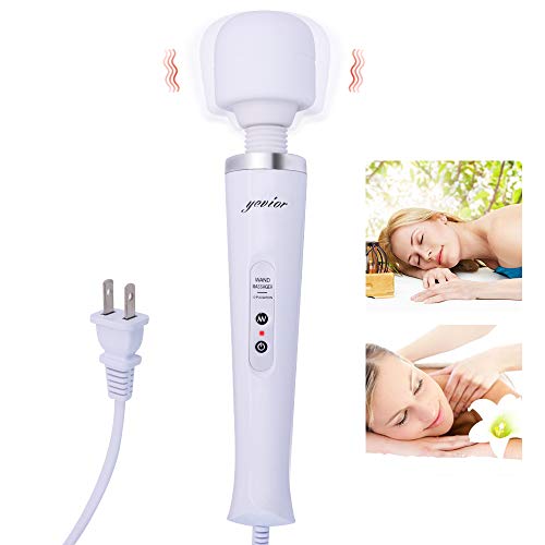 YEVIOR Wired Powerful Handheld Wand Massager with 10 Pulse Settings, Personal Total Body Therapy Massager Wand for Sports Recovery, Muscle Aches, Body Pain (White)