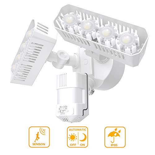 SANSI LED Security Motion Sensor Outdoor Lights, 36W (250W Incandescent Equivalent) 3600lm, 5000K Daylight, Dusk to Dawn IP65 Waterproof Flood Light, ETL Listed, White