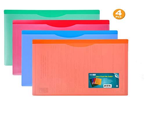 Nova Filer Waterproof Poly-File Folders with Top Tab, Assorted Colors, 4pcs Pack, Legal Size