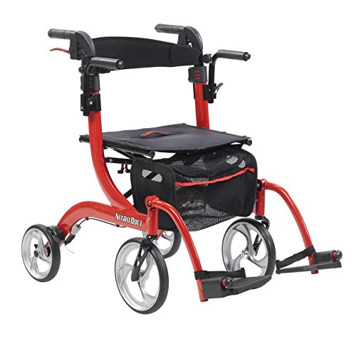 Drive Medical Nitro Duet Dual Function Transport Wheelchair and Rollator Rolling Walker