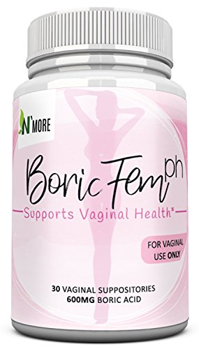 Boric Acid Vaginal Suppositories - 30 Count, 600mg (RECOMMENDED DOSAGE) - 100% Pure Made in USA