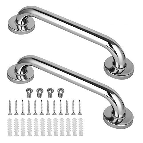 2 Pack 12 Inch Shower Grab Bar, Stainless Steel Bathroom Grab Bar, Shower Handle, Bath Handle, Grab Bars for Bathroom
