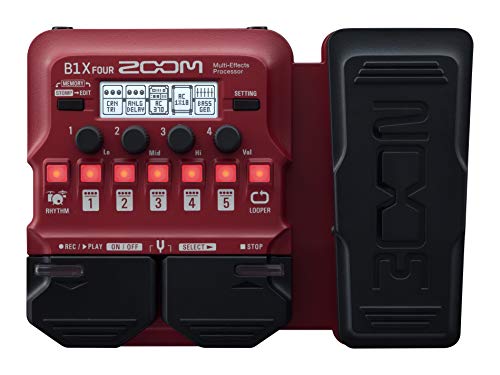 Zoom B1X FOUR Bass Guitar Multi-Effects Processor with Expression Pedal, With 70+ Built-in Effects, Amp Modeling, Looper, Rhythm Section, Tuner, Battery Powered