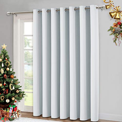 NICETOWN Vertical Blinds for Sling Door - Silver Grommet Top Blackout Window Curtains, Privacy Blinds for Patio, Extra Wide Drapes (Greyish White, W100 x L84)