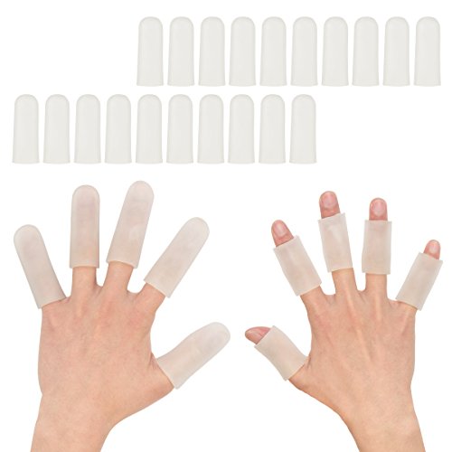 Madholly 20 Pieces Gel Finger Cover, Silicone Finger Cots, Finger Protector for Women and Men, Great for Trigger Finger, Finger Cracking, Finger Arthritis, Finger Callus