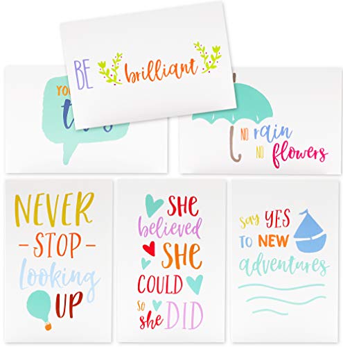 Best Paper Greetings 48-Count Inspirational Quote Note Cards Bulk Box Set - 6 Unique Inspiring Motivational Designs with Envelopes, 4 x 6 Inches