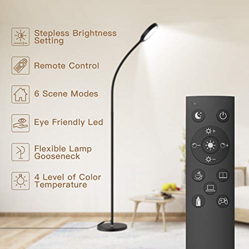 Floor Lamp, Remote & Touch Control 2500K-6000K LED Floor Lamp for Bedroom and Floor Lamp for Living Room and 4 Color Temperatures Standing Lamp, dodocool Standing Light for Bedroom Office Reading