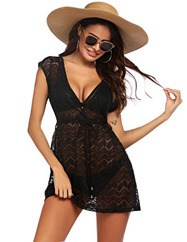 Hotouch Beach Swimsuit for Women Sleeveless Sexy Coverups Bikini Cover up Black M