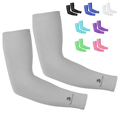 Cooling Arm Sleeves for Men & Women, Tatoo Cover up, 1 Pair (Gray)