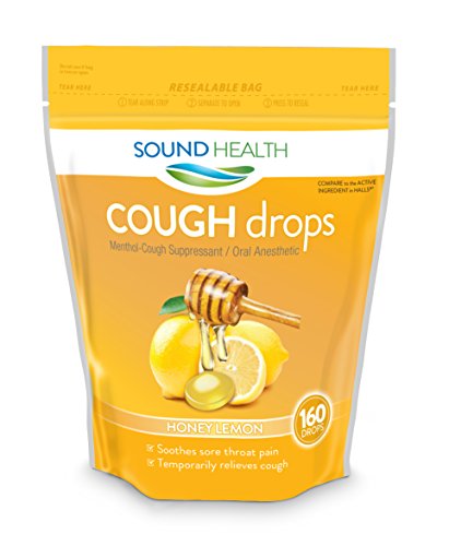 SoundHealth Cough Drops, Cough Suppressant Throat Lozenge, Honey Lemon Flavor, 160 Count Bag