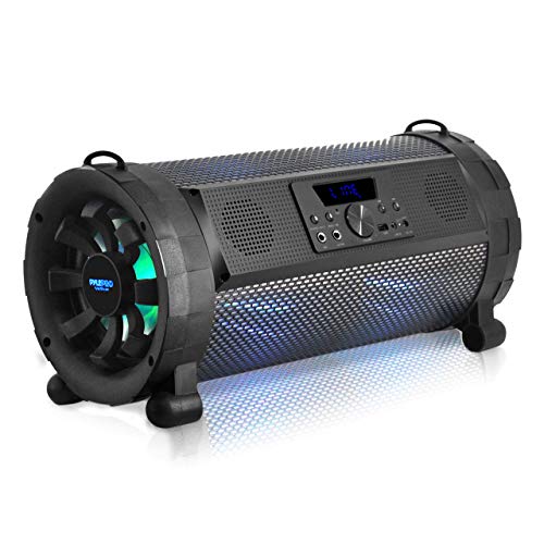 Pyle Bluetooth Boombox Street Blaster Stereo Speaker - Portable Wireless Power FM Radio / MP3 System w/ Remote, LED Lights & Rechargeable Battery - PBMSPG190