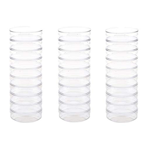 30Pack 90 x 15mm Plastic Petri Dishes,Culture Dishes with Lids for School,Laboratories,Clear Petri Dish for Themed Party