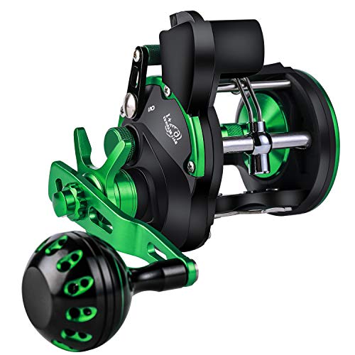 Sougayilang Line Counter Trolling Fishing Reel,Conventional Level Wind Trolling Reel, Graphite Body, Durable Stainless-Steel and Brass Gears, Large Line Capacity, Powerful Carbon Disc Drag-RZC20R