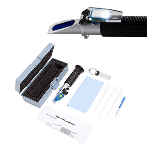 AquaticHI Aquarium Refractometer w/LED for Saltwater/Brackish/Marine/Reef Tank Testing, Automatic Temperature Control, Salinity 0-100ppt & Specific Gravity 1.000-1.070 (Premium Kit w/LED)