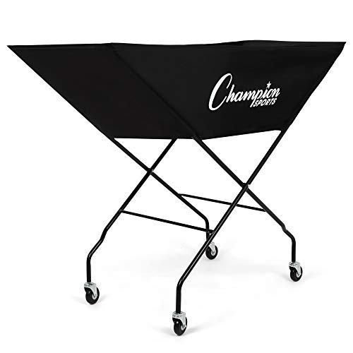 Champion Sports Volleyball Cart with Wheels, Holds up to 24 Balls - Collapsible, Portable Ball Storage with Sturdy Aluminum Frame, Hammock Style Bag - Premium Volleyball Equipment and Accessories