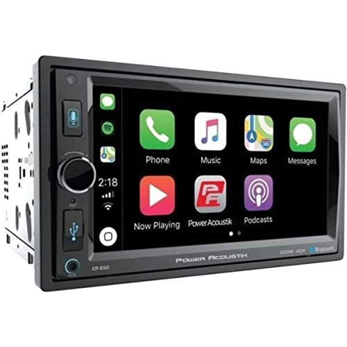 POWER ACOUSTIK CP-650 Double DIN Bluetooth in-Dash Digital Media Car Stereo Receiver with Touchscreen, Apple CarPlay, 6.5'