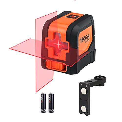 Tacklife SC-L01-50 Feet Laser Level Self-Leveling Horizontal and Vertical Cross-Line Laser - Magnetic Mount Base and Carrying Pouch, Battery Included