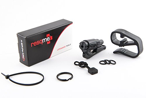 resqme The Original Keychain Car Escape Tool (Black) with Visor Clip and Lanyard Value Pack
