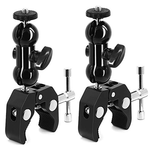 SLOW DOLPHIN Camera Clamp Mount Monitor Mount Bracket Super Clamp w/1/4 and 3/8 Thread with Cool Double Ballhead Arm Adapter Bottom Clamp for Ronin-M, Ronin MX, Freefly MOVI (2 PCS)