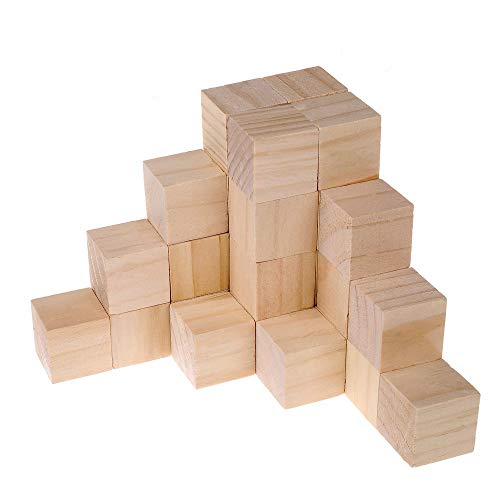 Supla 40pcs 1.5 inch - Natural Solid Wood Square Blocks Wood Cubes Wood Cube Blocks – for Puzzle Making, Crafts, and DIY Projects (40pcs)