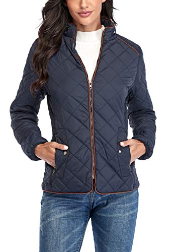Anienaya Women's Lightweight Quilted Jacket Stand Collar Fully Lined Zip Warm Outwear w 2 Pockets…