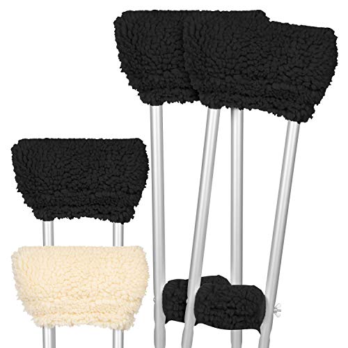 Vive Sheepskin Crutch Pads - Padding for Walking Arm Crutches - Universal Underarm Padded Forearm Handle Pillow Covers for Hand Grips - Soft Foam Armpit Bariatric Accessories for Adults, Kids (1 Pair)