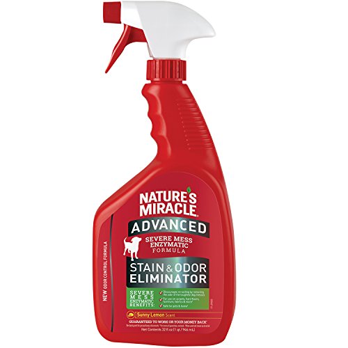 Nature’s Miracle P-96987 Advanced Stain and Odor Eliminator Dog, For Severe Dog Messes, Sunny Lemon Scent,32 oz