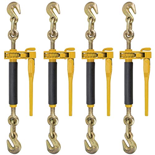 Peerless Ratchet Style Folding Handle Load Binder With 2 Grab Hooks - 7,100 lbs. Safe Working Load (For 5/16'' Grade 70, 3/8'' Grade 70 or 3/8'' Grade 80 Chain - Pack of 4)