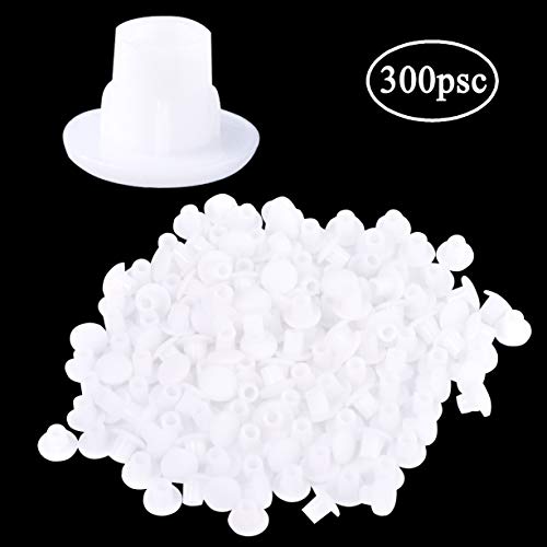 KINMAD 300 Pcs 5mm 3/16' Plastic Hole Plug Button Top Blanking Drilling Cover Caps Plugs for Chair Cabinet Cupboard Shelf, White