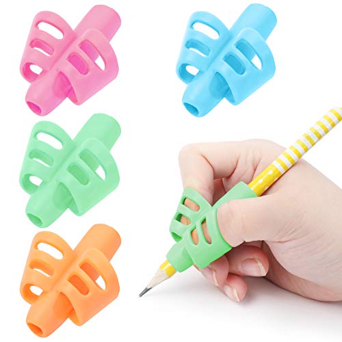 Pencil Grips - BUSHIBU Children Pen Writing Aid Grip Set Posture Correction Tool for Kids Preschoolers Children,Hollow Ventilation (4PCS)